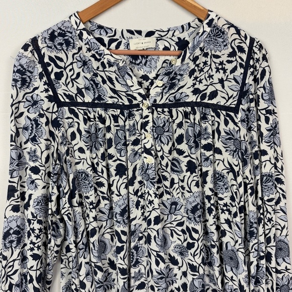 Lucky Brand Women's Boho Peasant Long Sleeve Blouse Top Sz XL Gypsy Hippie FLAW - Picture 3 of 11